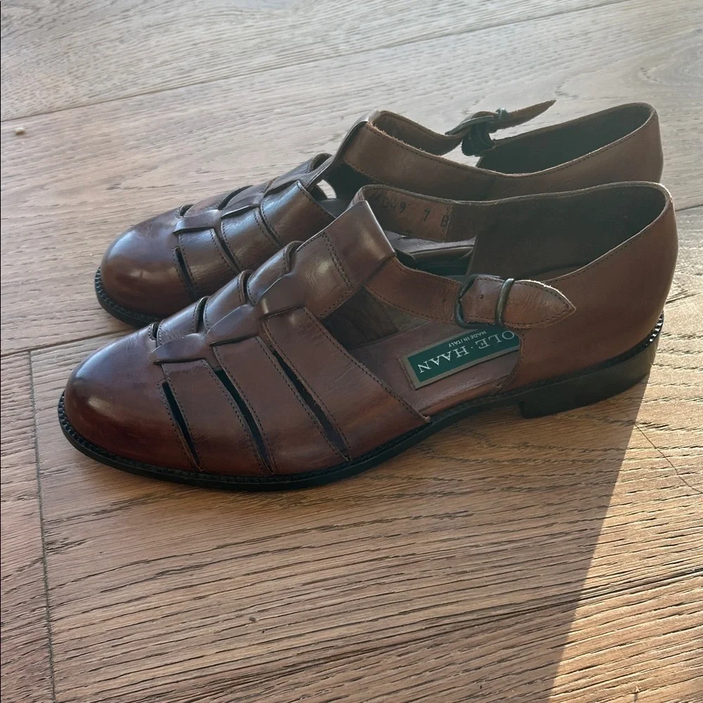 Cole Haan Brown Leather Fisherman Slip-Ons - Picture 5 of 7